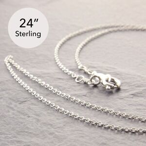 24” Dainty Chain Necklace, silver delicate chain, thin necklace (z 33-1sd-sp)